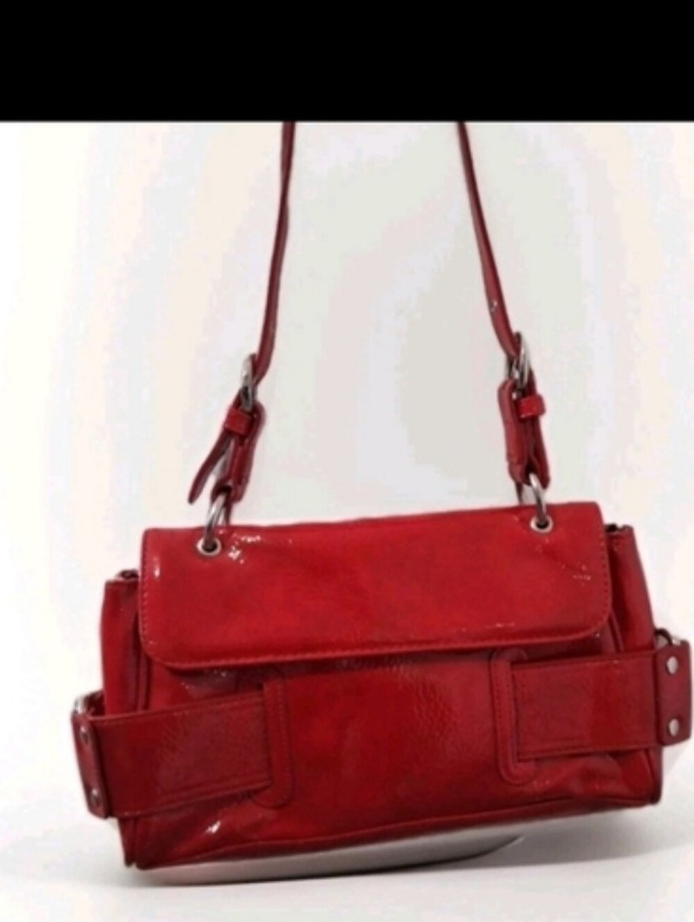 Naturalizer Red Patent Shoulder Bag Y2K Buckle Purse/Like New - Picture 2 of 6